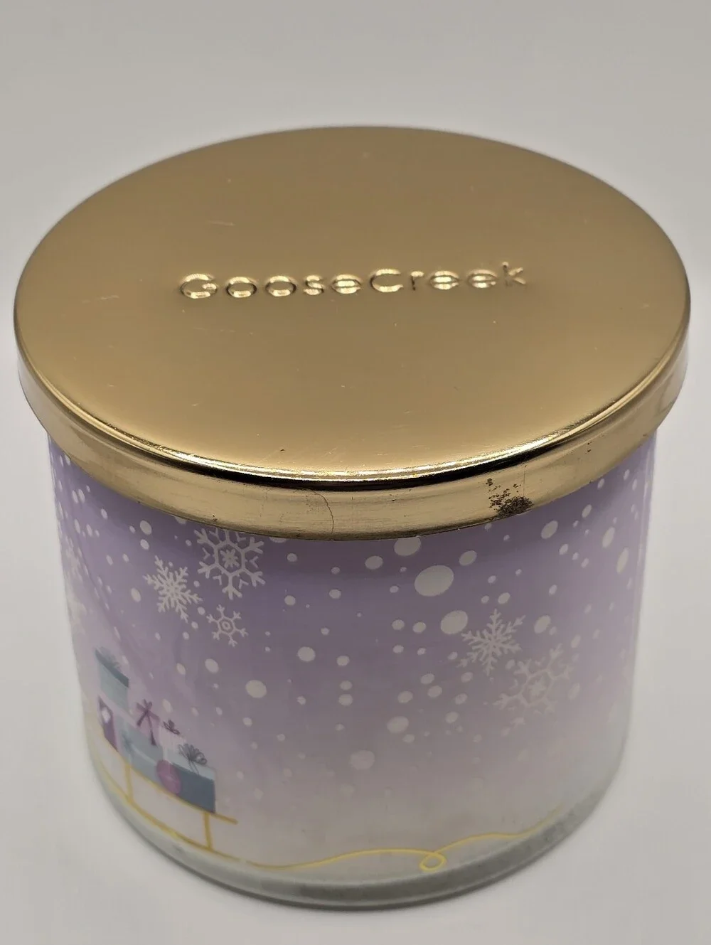 Goose Creek Snowberry Bellini Ice Skating Penguins 3 Wick Jar Candle